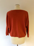 HOBBS BURNT ORANGE WOOL & CASHMERE OVERSIZE JUMPER SIZE S