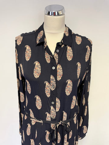 TOAST BLACK PRINT LONG SLEEVE MIDI DRESS SIZE 12