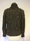 DIKTONS BROWN CHUNKY KNIT ZIP FRONT CARDIGAN SIZE 14