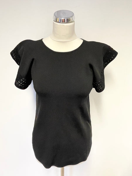 BRAND NEW TED BAKER ZEFORI BLACK FRILL SLEEVE TOP SIZE 2 Uk 10/12