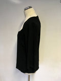 JAEGER BLACK SCOOP NECK 3/4 SLEEVE TOP SIZE XL