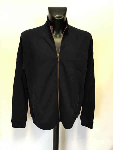 TED BAKER DARK BLUE COTTON ZIP UP JACKET/TOP SIZE 7 UK XL