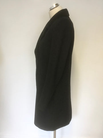 REISS BERLICK BLACK WOOL MID LENGTH PEA COAT SIZE S