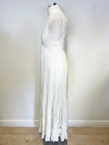 SOMEDAYS LOVIN WHITE THIN STRAP EMBROIDERED TRIM MAXI DRESS SIZE S UK 10