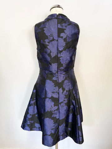 COAST BLACK & MIDNIGHT BLUE FLORAL PRINT SLEEVELESS SPECIAL OCCASION DRESS SIZE 8