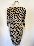 THE MASAI CLOTHING COMPANY CAMEL & BLACK HEART STRETCH JERSEY MINI DRESS/TUNIC TOP SIZE S