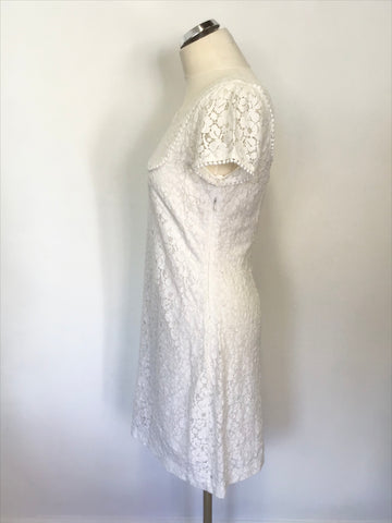 MONSOON WHITE LACE SHORT SLEEVED SHIFT DRESS SIZE 10