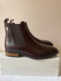BRAND NEW UNBRANDED DARK BROWN CROC DESIGN LEATHER CHELSEA BOOTS SIZE 7/40