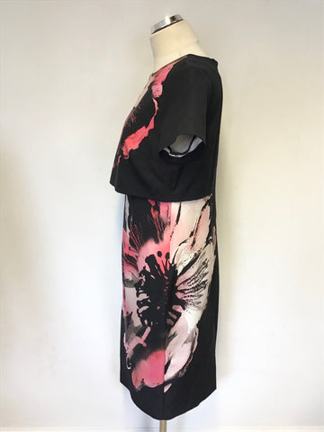 COAST BLACK & PINK FLORAL PRINT SPECIAL OCCASION DRESS SIZE 14