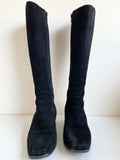 HOBBS BLACK SUEDE KNEE LENGTH BOOTS SIZE 6/39