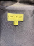 KAREN MILLEN MIDNIGHT BLUE COLLARED V NECKLINE SLEEVELESS PENCIL DRESS SIZE 14