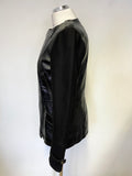 LK BENNETT BLACK LEATHER & WOOL SLEEVE BIKER STYLE JACKET SIZE 10