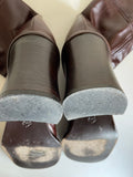 DAVINA DARK BROWN ITALIAN LEATHER ANKLE BOOTS SIZE 4.5/37.5