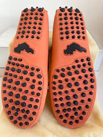 BRAND NEW LAURENT EFFEL ORANGE MOLESKIN LEATHER FLAT LOAFERS SIZE 6/39