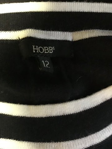 HOBBS NAVY BLUE & WHITE TRIM FINE KNIT JUMPER SIZE 12
