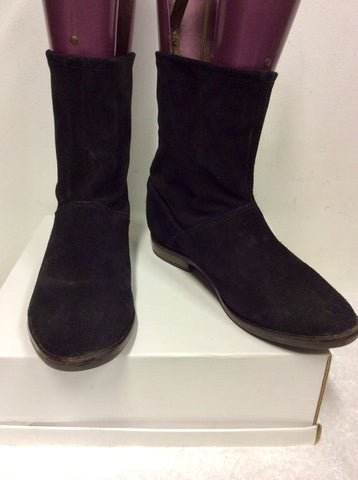 OFFICE BLACK SUEDE FLAT ANKLE BOOTS SIZE 5/38