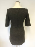 LK BENNETT GREY MARL WOOL BLEND SHORT SLEEVE DRESS SIZE 8