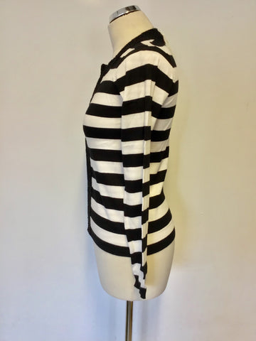BRAND NEW BODEN BLACK & WHITE STRIPE BEADED TRIM CARDIGAN SIZE 10