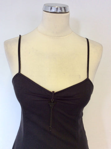 EMPORIO ARMANI BLACK COTTON STRAPPY PARACHUTE SKIRT DRESS SIZE 12 FIT UK 8/10