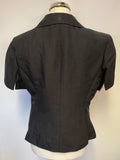 PRECIS PETITE BLACK LINEN BLEND SHORT SLEEVED FITTED JACKET SIZE 14