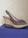 STUART WEITZMAN JENNY BRONZE SPARKLE PEEPTOE PLATFORM  SLINGBACK WEDGE HEELS SIZE 6/39