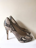 LK BENNETT BROWN SNAKESKIN LEATHER PEEPTOE HEELS SIZE 7.5/41