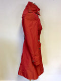 KAREN MILLEN RED TRENCH COAT/MAC SIZE 10