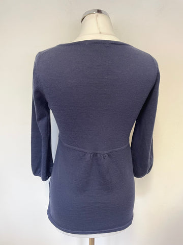 BODEN NAVY BLUE 100% WOOL WAISTED CARDIGAN SIZE 10