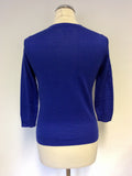 HOBBS NW3 BLUE COTTON V NECK CARDIGAN SIZE XS