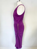 MICHAEL KORS MAGENTA SLEEVELESS DRAPED ZIP SIDE ASYMMETRIC HEM  DRESS SIZE M