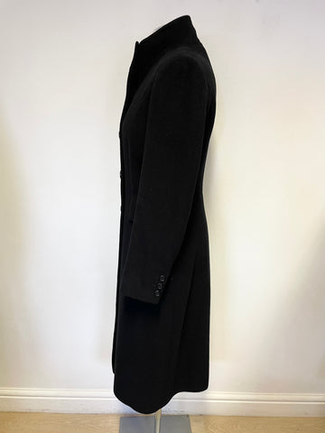 HOBBS BLACK DOUBLE BREASTED WOOL BLEND COAT SIZE 10