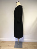 HOBBS BLACK SHORT SLEEVE PENCIL DRESS SIZE 12