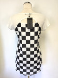 BRAND NEW PHILIPP PLEIN ART BLACK & WHITE CHECK CAP SLEEVE TUNIC TOP SIZE  S/M