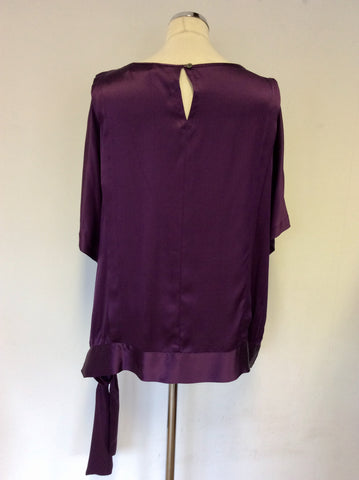BRAND NEW SPIRITO DI ARTIGIANO PURPLE SILK SHORT SLEEVE TIE SIDE TOP SIZE 20