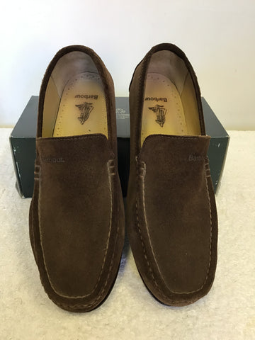 BARBOUR DARK BROWN SUEDE LOAFERS SIZE 9/43