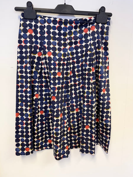 FENN WRIGHT MANSON BLUE & WHITE SPOT FLARED COTTON SKIRT SIZE 8