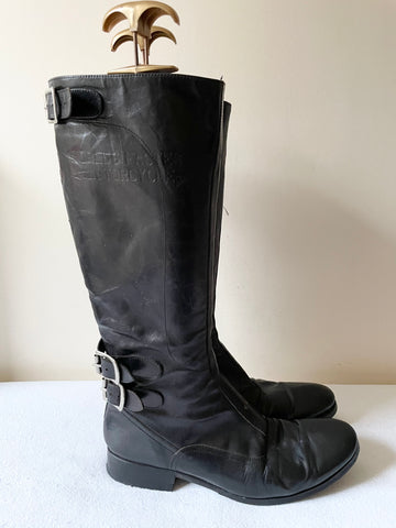TRIUMPH BY PAUL SMITH BLACK LEATHER BUCKLE TRIM MOTORBIKE BOOTS SIZE 6/39