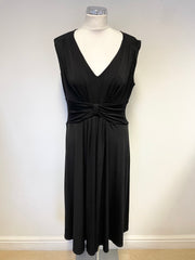 LINEA BLACK JERSEY V NECK SLEEVELESS A-LINE DRESS SIZE 14