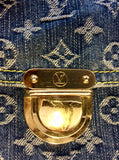 LOUIS VUITTON MONOGRAM BLUE DENIM SAC PLAT FLAT TOTE BAG LTD EDITION