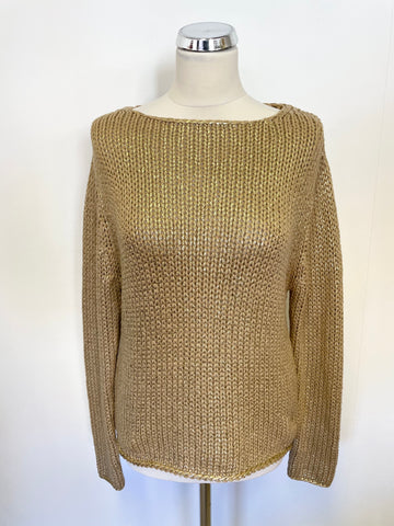 LUISA CERANO GOLD MERINO WOOL BLEND LONG SLEEVE JUMPER SIZE 16