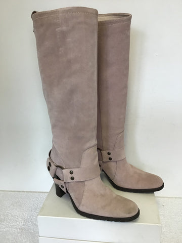 MODA IN PELLE LIGHT PINK SUEDE KNEE LENGTH BOOTS SIZE 5/38