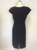 LK BENNETT DARK PURPLE CAP SLEEVE PENCIL DRESS SIZE 14