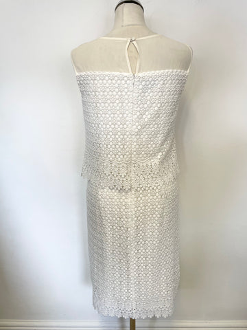 HOBBS WHITE LACE SLEEVELESS PENCIL DRESS SIZE 10