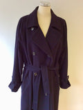 JAEGER DARK BLUE WOOL & CASHMERE TIE BELT LONG COAT SIZE 16 FIT 18/20