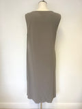CALVIN KLEIN GREY SLEEVELESS PLEATED DRAPE SIDE SHIFT DRESS SIZE L