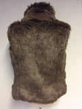 MARKS & SPENCER BROWN FAUX FUR GILET SIZE 14