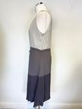 MINT VELVET GREY & YELLOW TRIM SLEEVELESS TIE SIDE DRESS SIZE 14