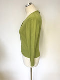 BRAND NEW HOBBS LIME GREEN FINE KNIT COTTON 3/4 SLEEVE CARDIGAN SIZE L