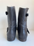 UGG FRANCES DARK BROWN LEATHER BUCKLE TRIM ANKLE  BOOTS SIZE 8.5/41