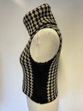 NOA NOA BLACK & BEIGE DESIGN ROLL NECK SLEEVELESS WOOL & ALPACA BLEND JUMPER SIZE S